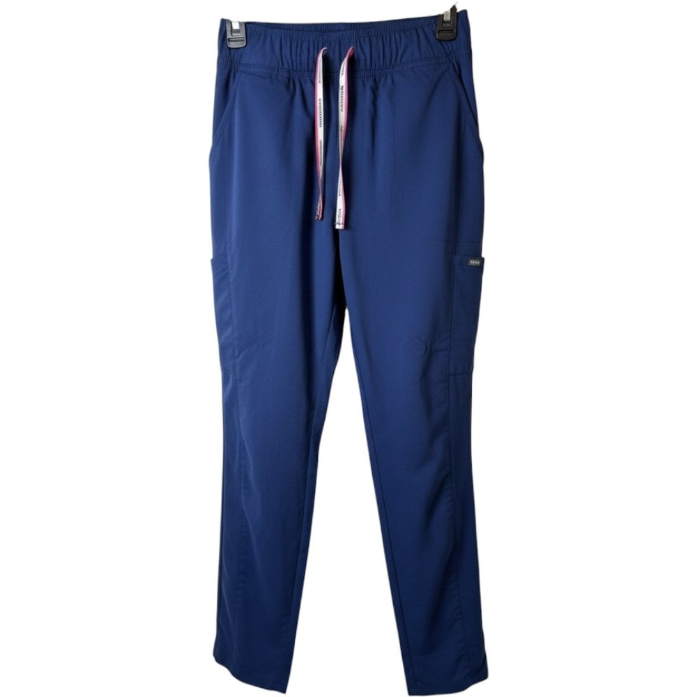 Vince Camuto Womens Navy Blue Scrub Pants Elastic Waist Cargo Medical Size M